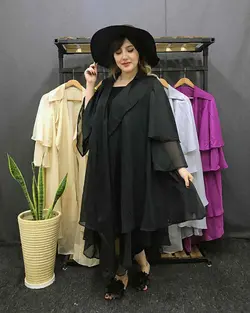 مانتو حریر شاپرکی بلند کد:۱۲۳۱ - فروشگاه اینترنتی رزا بوتیک