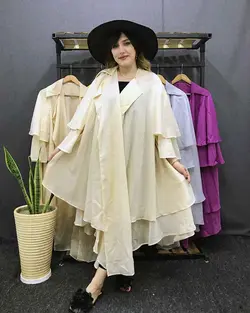 مانتو حریر شاپرکی بلند کد:۱۲۳۱ - فروشگاه اینترنتی رزا بوتیک