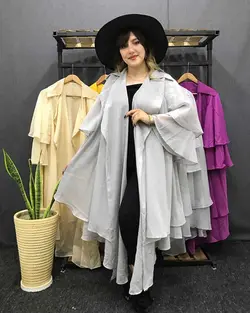 مانتو حریر شاپرکی بلند کد:۱۲۳۱ - فروشگاه اینترنتی رزا بوتیک