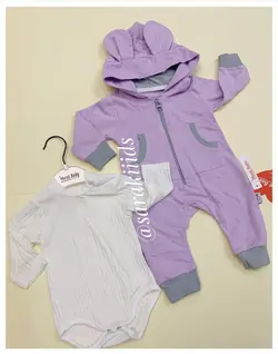 سرهم دو تکه کلاهدار بنفش