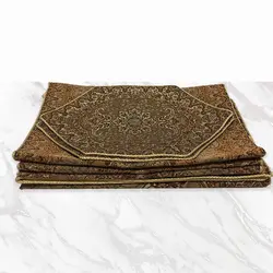 ست رومیزی ترمه طرح بته جقه کرم قهوه ای