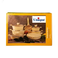 سرویس قابلمه یونیک 11 پارچه گرانیتی مدل لاین رنگ مشکی UN-7721