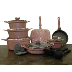 سرویس قابلمه 16 پارچه گرانیتی یونیک مدل کلاسیک رنگ رزگلد UN-7703