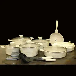 سرویس قابلمه 16 پارچه گرانیتی یونیک مدل لاین رنگ کرم UN-7728