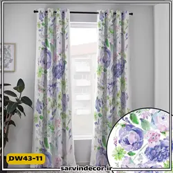 پرده پانچ طرح دار گل درشت کد DW43-11