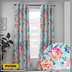 پرده پانچ طرح دار گل درشت کد PU186