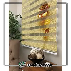 پرده زبرا سه بعدی مدل تک گل طلایی T754