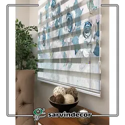 پرده زبرا سه بعدی گل آبی کد T223