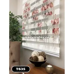 پرده زبرا سه بعدی مدل گل صورتی کد T365