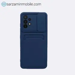 کاور سیلیکونی محافظ لنزدار کشویی مدل جا کارتی دار مناسب برای گوشی موبایل سامسونگ Galaxy A32 4G