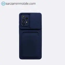 کاور سیلیکونی محافظ لنزدار کشویی مدل جا کارتی دار مناسب برای گوشی موبایل سامسونگ Galaxy A52 / Galaxy A52s