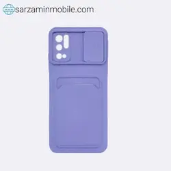 کاور سیلیکونی محافظ لنزدار کشویی مدل جا کارتی دار مناسب برای گوشی موبایل شیائومی Poco M3 Pro