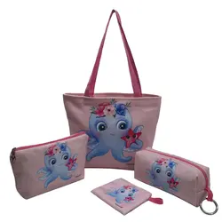 ست چهار تکه کودک کیف ساسویه سری حیوانات فانتزی (کد 1150)