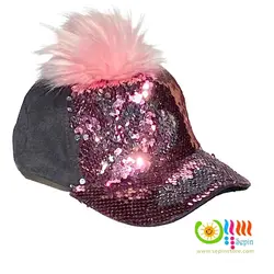 کلاه نقابدار پولک صورتی