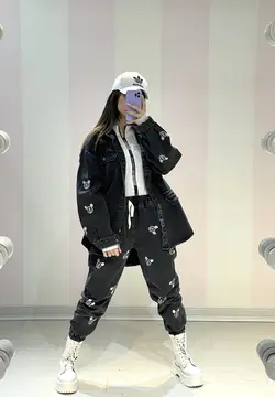 ست جین گلدوزی زغالی