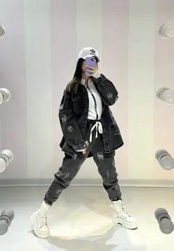 ست جین گلدوزی زغالی