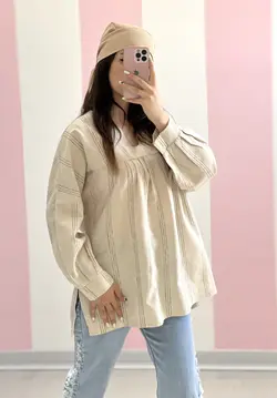 شومیز لینن یقه هفت