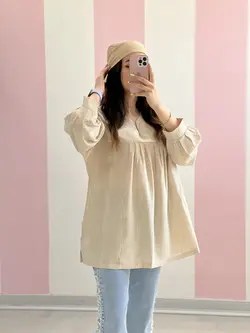 شومیز لینن یقه هفت