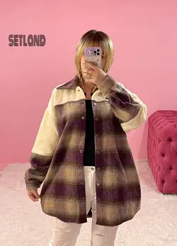 پالتو چهارخونه پشمی/تدی