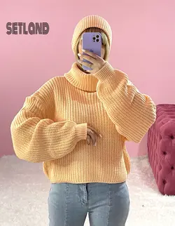 ست بافت یقه شل و کلاه