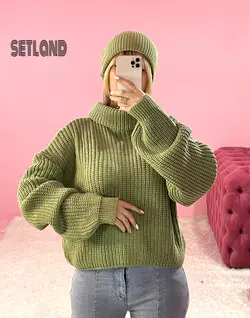 ست بافت یقه شل و کلاه