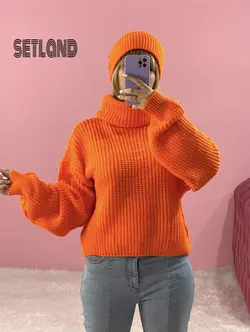 ست بافت یقه شل و کلاه