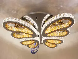 لوستر کریستالی سقفی طرح پروانه | فروشگاه شب نشان
