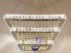 لوستر کریستالی مربعی آویز با گوشه های گرد(طرح مینو) | فروشگاه شب نشان