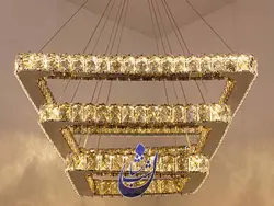 لوستر کریستالی مربعی آویز با گوشه های گرد(طرح مینو) | فروشگاه شب نشان