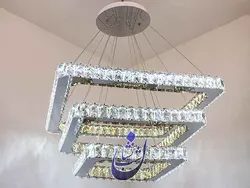 لوستر کریستالی مربعی آویز با گوشه های گرد(طرح مینو) | فروشگاه شب نشان