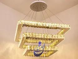لوستر کریستالی مربعی آویز با گوشه های گرد(طرح مینو) | فروشگاه شب نشان