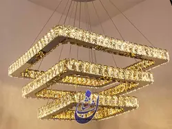 لوستر کریستالی مربعی آویز با گوشه های گرد(طرح مینو) | فروشگاه شب نشان