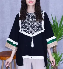 مانتو جلوبسته لینن سوزندوزی کد:455