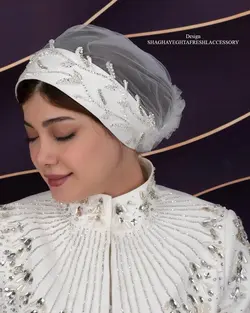 خرید آنلاین توربان مجلسی عروس کد 2025 | مزون شقایق تفرشی