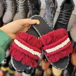 خرید عمده دمپایی مکرومه دور نگین