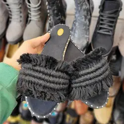 خرید عمده دمپایی مکرومه دور نگین