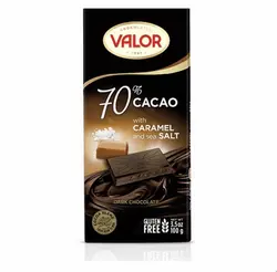 شکلات valor تلخ 70% با طعم کارامل و نمک دریایی