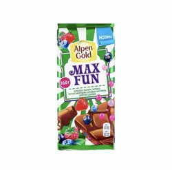 شکلات Alpen Gold Max Fun توت و کارامل شکلات آلپن گلد مکس فان با مغز توت و کارامل