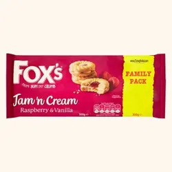 بیسکویت کره ای  Foxs raspberry and vanilla twin pack-  با کرم وانیل و تمشک