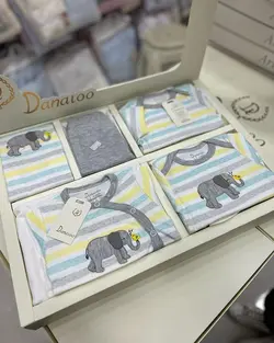 ست لباس نوزاد پسرانه 19 تکه دانالو طرح فیل راه راه Danaloo