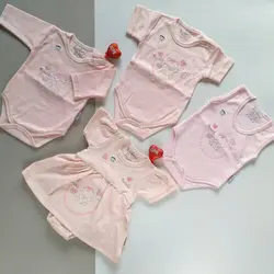 سرویس تکه ای لباس زیر نوزاد صورتی جنیورز