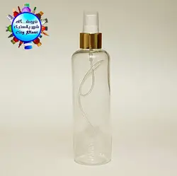 پت 250 میل گرد شفاف دهانه 24 با درب اسپری سفید طلایی (100 عددی) - فروشگاه اینترنتی شهر پلاستیک | فروشگاه سیتی پلاست | ظروف داریی | انواع قطره چکان | ظروف آرایشی | ظروف آزمایشگاهی | انواع شیشه | انواع پت