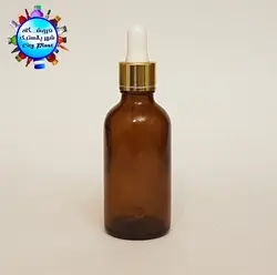شیشه قطره 50 سی سی با میله قطره سفید طلایی خط دار وارداتی (132 عددی) - فروشگاه اینترنتی شهر پلاستیک | فروشگاه سیتی پلاست | ظروف داریی | انواع قطره چکان | ظروف آرایشی | ظروف آزمایشگاهی | انواع شیشه | انواع پت