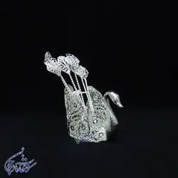 جا قاشق چایخوری ملیله کاری مدل قو سایز متوسط - سوغات مادرجون