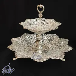 شیرینی خوری گرد دو طبقه ملیله کاری - سوغات مادرجون