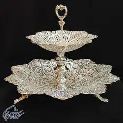 شیرینی خوری گرد دو طبقه ملیله کاری - سوغات مادرجون