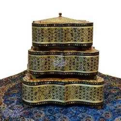ست شکلات خوری دالبر دار خاتم مدل 4 گوش - سوغات مادرجون