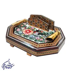 جاقلمی خاتم طرح گل و مرغ مدل 8 گوش - سوغات مادرجون