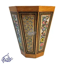 سطل خاتم کاری طرح گل و مرغ متوسط - سوغات مادرجون