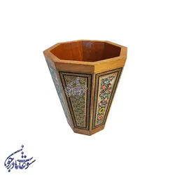 سطل خاتم کاری طرح گل و مرغ متوسط - سوغات مادرجون